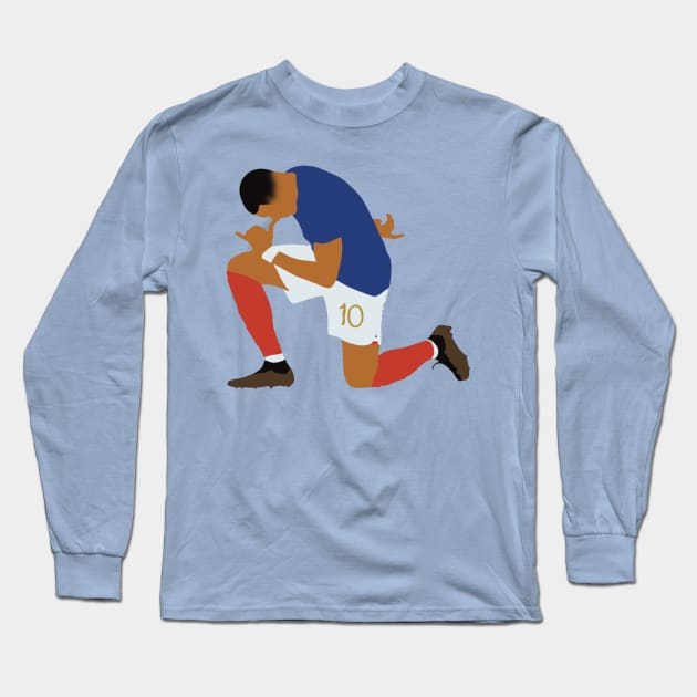 Kylian Mbappe minimalist illustration Long Sleeve T-Shirt by maoudraw